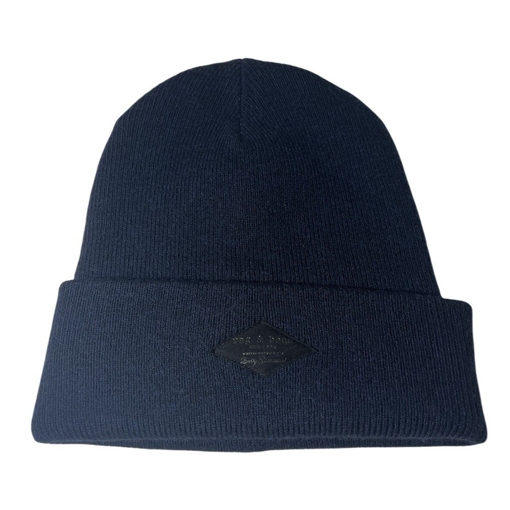 Rag & Bone Navy Beanie Merino Wool Blend Toque Toboggan One Size 8" Unisex